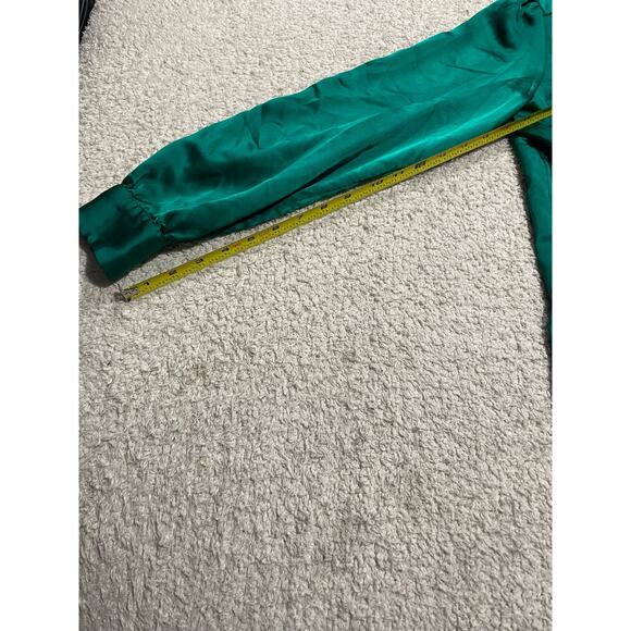 VTG Pendleton Women's Medium 14 Silky Neck Tie Bow Long Puff Sleeve Top Green - Picture 7 of 12